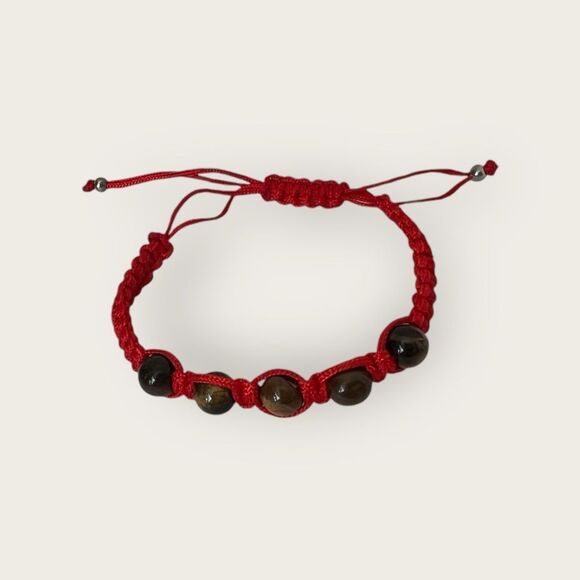 Tigers eye bracelet red strings good luck protection multi stones - Picture 3 of 6